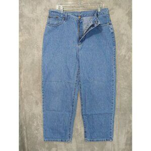 LL Bean Jeans Womens 16 Blue Denim Double L Wide Leg High Rise Vintage USA